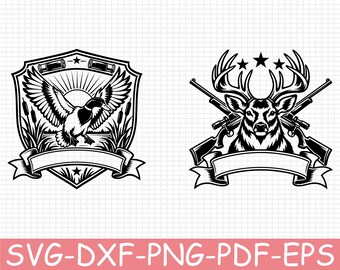 Hunting Emblem Silhouette, Svg, Dxf, Png