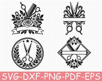 Hair Saloon Monogram Silhouette, Svg, Dxf, Png