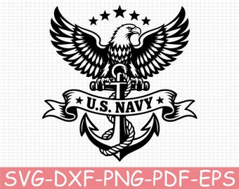 US Navy Emblem Silhouette, Svg, Dxf, Png