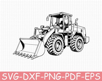 Wheel Loader Silhouette, Svg, Dxf, Png