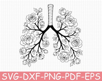 Floral Lungs Silhouette, Svg, Dxf, Png