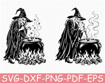 Witch Cauldron Silhouette, Svg, Dxf, Png