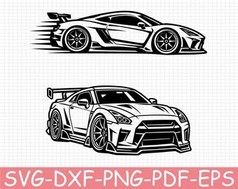 Super Car Silhouette, Svg, Dxf, Png