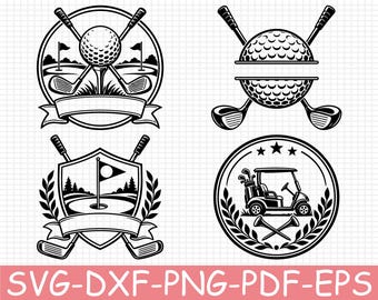 Golf Monogram Silhouette, Svg, Dxf, Png