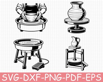 Pottery Wheel Silhouette, Svg, Dxf, Png