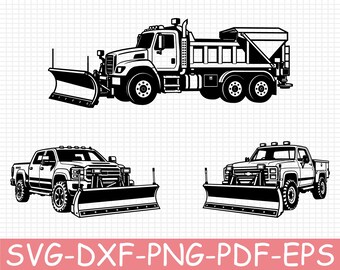 Snowplow Truck Silhouette, Svg, Dxf, Png