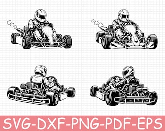 Go Kart Racing Silhouette, Svg, Dxf, Png