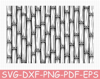 Seamless Bamboo Stalk Pattern Silhouette, Svg, Dxf, Png