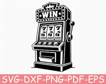 Slot Machine Silhouette, Svg, Dxf, Png