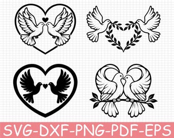 Peace Dove Silhouette, Svg, Dxf, Png