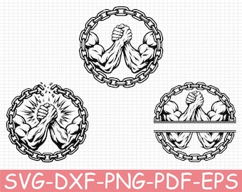 Arm Wrestling Silhouette, Svg, Dxf, Png