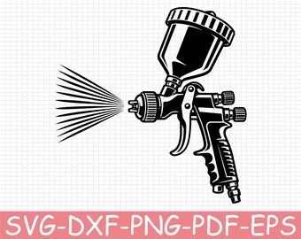 Paint Spray Gun Silhouette, Svg, Dxf, Png