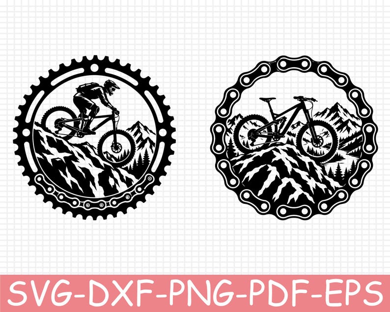 Mountain Bike Gear Emblem Silhouette, Svg, Dxf, Png - Etsy
