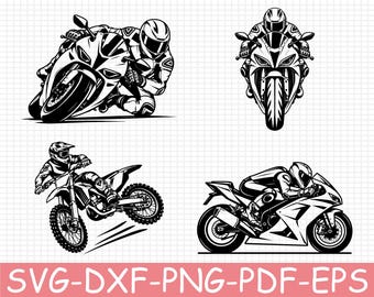 Motorcycle Rider Silhouette, Svg, Dxf, Png