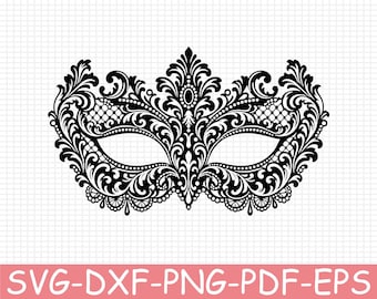 Masquerade Mask Silhouette, Svg, Dxf, Png