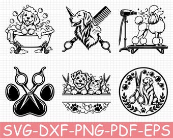 Pet Grooming Silhouette, Svg, Dxf, Png