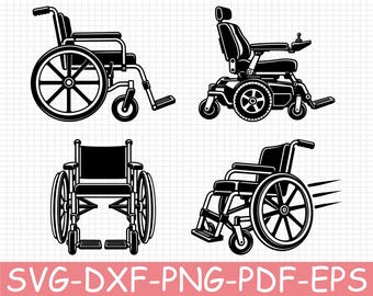 Wheelchair Silhouette, Svg, Dxf, Png
