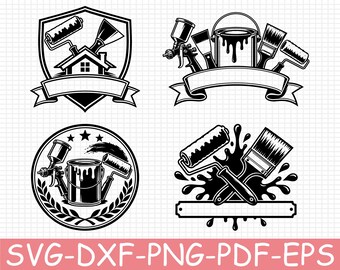 Painter Emblem Silhouette, Svg, Dxf, Png