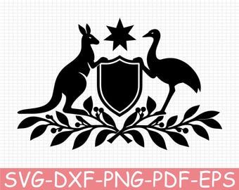 Australia Coat of Arms Silhouette, Svg, Dxf, Png