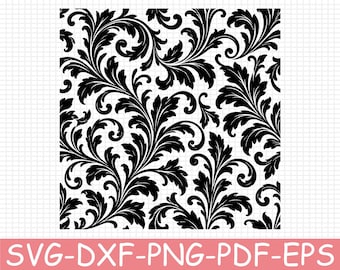 Baroque Acanthus Pattern Silhouette, Svg, Dxf, Png