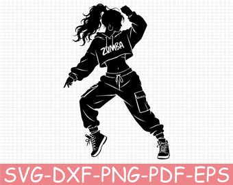 Zumba Girl Silhouette, Svg, Dxf, Png