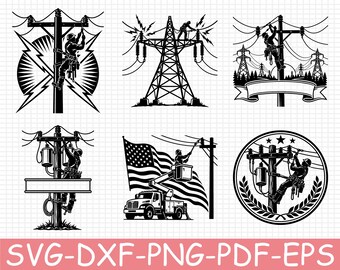 Lineman Silhouette, Svg, Dxf, Png