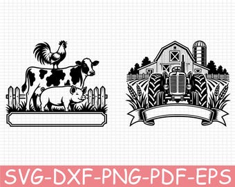 Farm Emblem Silhouette, Svg, Dxf, Png