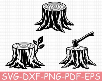 Tree Stump Silhouette, Svg, Dxf, Png