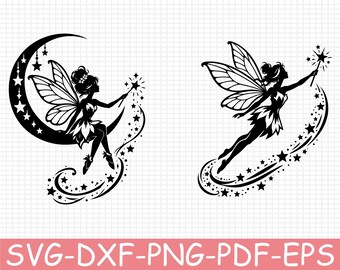 Magical Fairy Silhouette, Svg, Dxf, Png