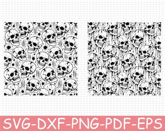 Seamless Skull Pattern Silhouette, Svg, Dxf, Png