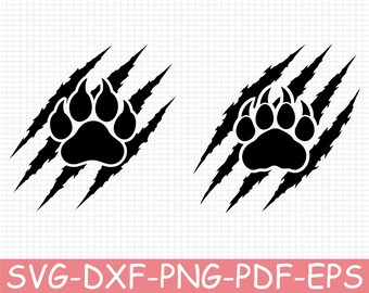 Paw Print Claw Emblem Silhouette, Svg, Dxf, Png