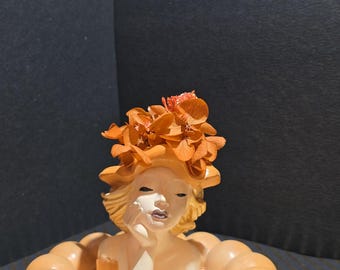 Handcrafted Eco Resin Candle Holder with Tray, Floral Design