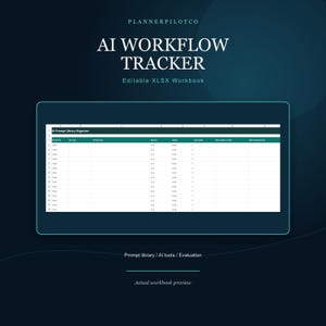 Hoja de cálculo para el seguimiento del flujo de trabajo de IA y las pruebas de respuesta rápida / XLSX editable