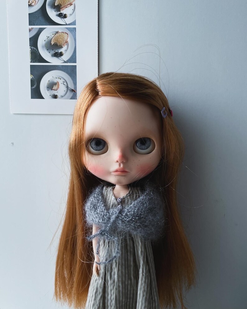 FREE SHIPPING/ Blythe Doll Outfit / 1/6 doll size / knit shawl / wool/sh-02 image 5