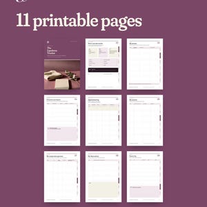 Puede incluir: Un conjunto de 11 p&aacute;ginas imprimibles para The Lipedema Tracker, que incluye una portada y varias plantillas de registro como diarios de citas, rastreadores de sesiones y hojas de observaci&oacute;n, presentadas en un dise&ntilde;o limpio sobre fondo morado.