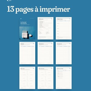May include: A digital document set titled 13 pages &agrave; imprimer featuring a cover page labeled Le Journal de cicatrice and eight printable templates with French text for tracking medical recovery, including daily logs and question forms.