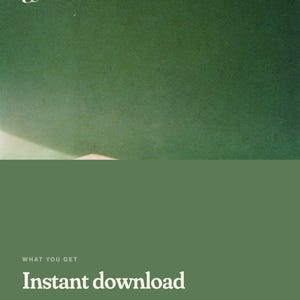 May include: A digital product listing graphic featuring a dark green background with a white lowercase letter g logo in the top left corner. The text reads: WHAT YOU GET, Instant download, PDF A4 + US Letter, 27 printable pages, No physical item shipped.