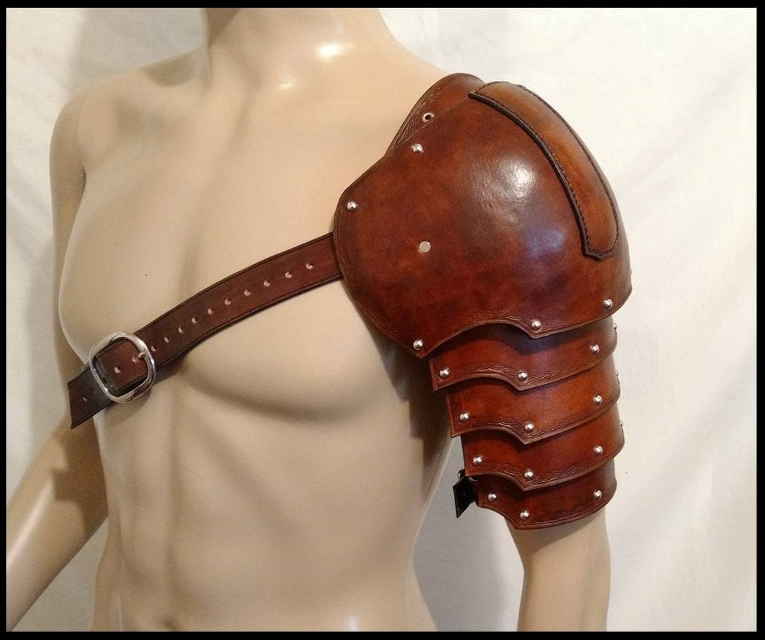 Medieval Articulated Leather Pauldron Leather Leather Pauldron Armor. 