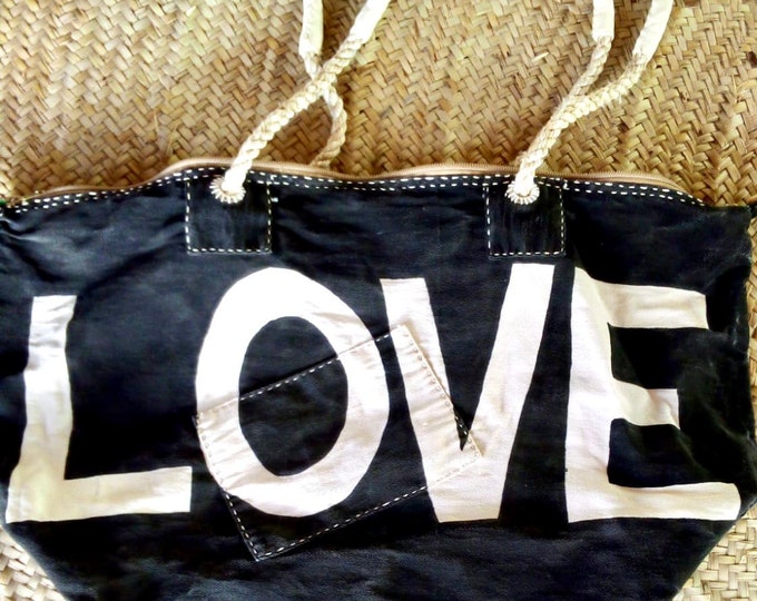 Ali Lamu Large Weekend Bag Black Love Natural
