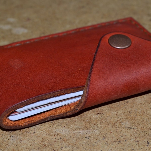 Leather Wallet-Men Wallet-Leather Card Holder Leather-Handmade  Red ginger color