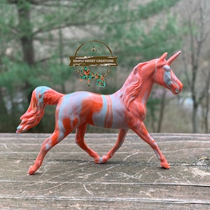 Breyer Stablemate Model Horse Custom Original Hand-painted One Of A Kind Corals and Teal Prince Charming