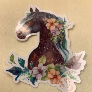 Autocollant de cheval, cheval Boho, autocollant pour ordinateur portable, autocollants de poney, autocollant de cheval mignon, décalque de cheval, tête de cheval, équestre, cheval de fleur, autocollants