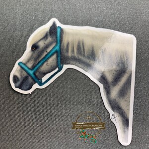Schönes Pferd, Pferd Aufkleber, graues Pferd, Laptop Aufkleber, Pony Aufkleber, niedliches Pferd Aufkleber, Pferd Aufkleber, Pferdekunst, Original Kunstwerk