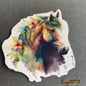 Autocollant de cheval, cheval Boho, autocollant pour ordinateur portable, autocollants de poney, autocollant de cheval mignon, décalque de cheval, tête de cheval, équestre, cheval de fleur, autocollants
