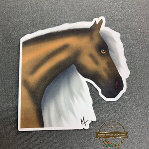 Schönes Pferd, Pferdeaufkleber, Palomino-Pferd, Laptop-Aufkleber, Pony-Aufkleber, niedlicher Pferdeaufkleber, Pferdeaufkleber, Pferdekunst, Originalkunstwerk