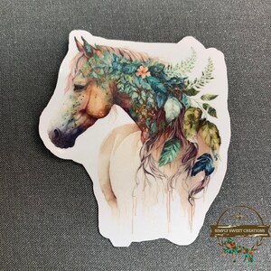 Autocollant de cheval, cheval Boho, autocollant pour ordinateur portable, autocollants de poney, autocollant de cheval mignon, décalque de cheval, tête de cheval, équestre, cheval de fleur, autocollants