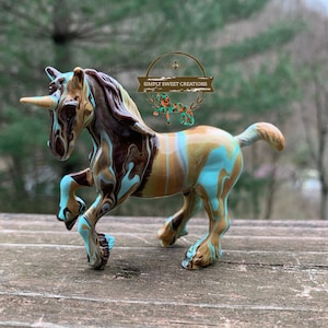Breyer Stablemate Model Horse Custom Original Hand-painted One Of A Kind Brown, Tan And teal Clydesdale G2
