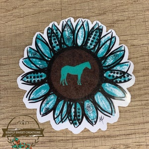Adesivo girasole, bellissimo cavallo, adesivo cavallo, cavallo girasole, adesivo per laptop, adesivi pony, decalcomania cavallo, arte cavallo, adesivo occidentale