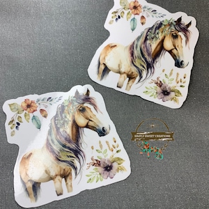 Autocollant de cheval, cheval Boho, autocollant pour ordinateur portable, autocollants de poney, autocollant de cheval mignon, décalque de cheval, tête de cheval, équestre, cheval de fleur, autocollants