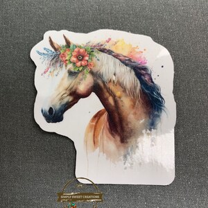 Autocollant de cheval, cheval Boho, autocollant pour ordinateur portable, autocollants de poney, autocollant de cheval mignon, décalque de cheval, tête de cheval, équestre, cheval de fleur, autocollants